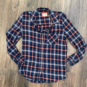 Small Forever 21 Navy Blue, Orange & White Flannel